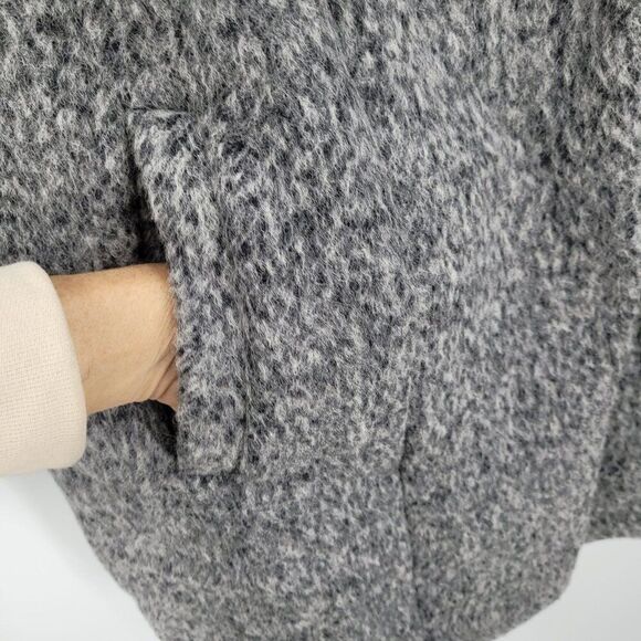 Kenneth Cole Womens Asymmetrical Pressed Boucle Wool Coat M Heathered Gray City - Picture 10 of 12